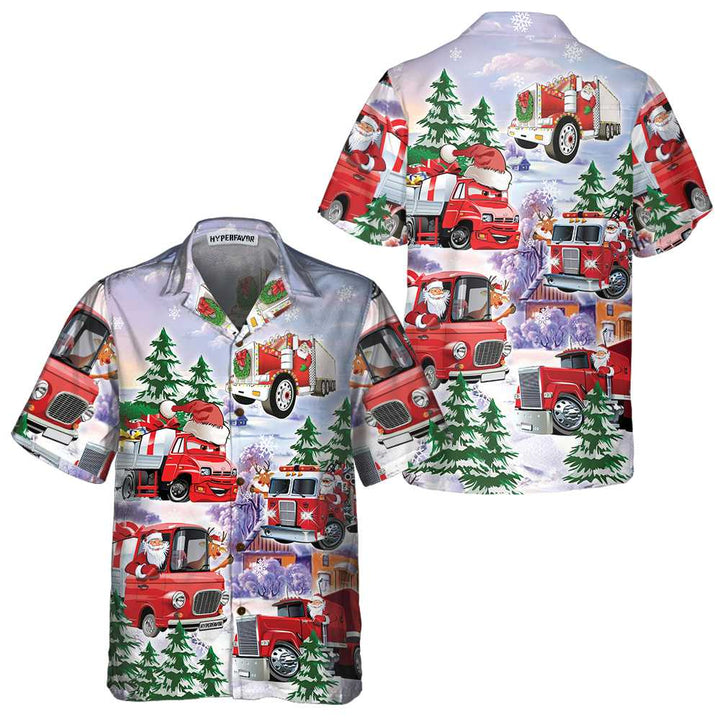 Mirla | Jul-Truck Hawaii Skjorta Röd Truck Julskjorta Bästa Julklappen-Eva Jonsson