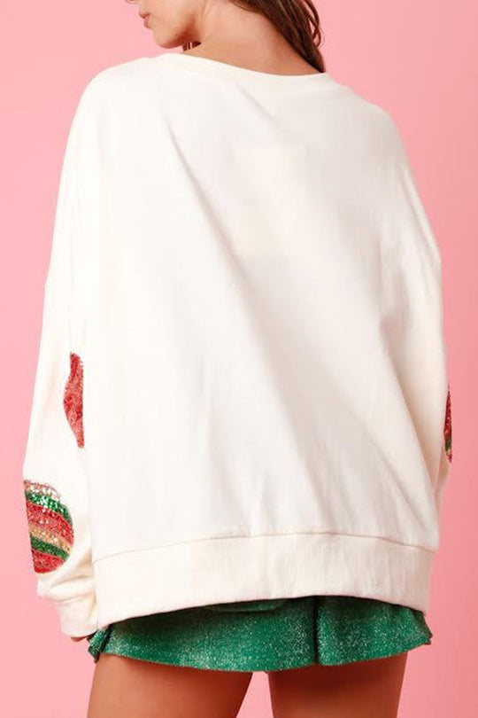 Mirla | Julägg Paljetter Lättjusterad Långärmad Sweatshirt-Eva Jonsson