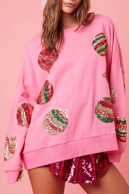 Mirla | Julägg Paljetter Lättjusterad Långärmad Sweatshirt-Eva Jonsson