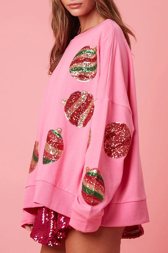Mirla | Julägg Paljetter Lättjusterad Långärmad Sweatshirt-Eva Jonsson