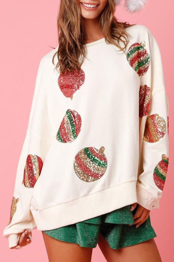 Mirla | Julägg Paljetter Lättjusterad Långärmad Sweatshirt-Eva Jonsson