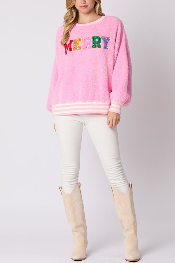 Mirla | Julbokstäver Strass Långärmad Rundhals Sweatshirt-Eva Jonsson