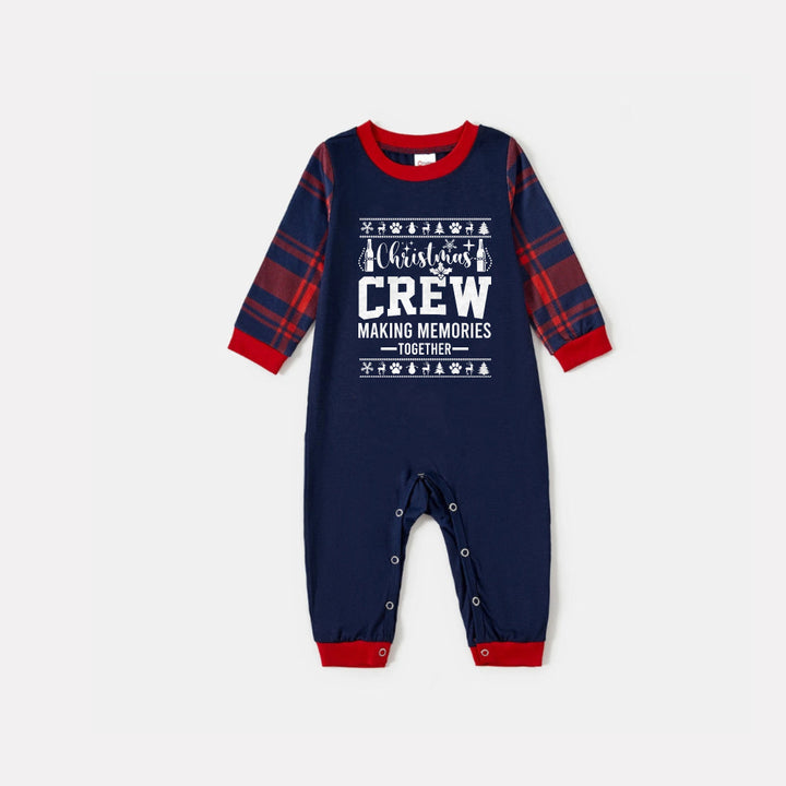 Mirla | Julfamilj Matchande Pyjamas - Mörkblå & Röd Rutig Pyj-Set med Jultryck Skapar Gemensamma Minnen och Julmönster-Eva Jonsson