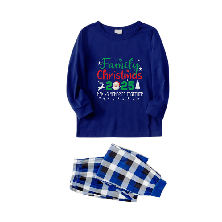 Mirla | Julfamilj Matchande Pyjamas - Navy & Vit Rutigt Pj-Set med Familjejul 2025 och Jultomte-Mönstertryck-Eva Jonsson