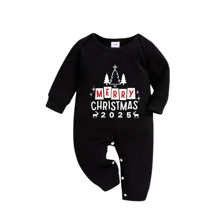 Mirla | Julfamilj-Pyjama-Matchning - Svart Topp och Grön Rutig Byxa Pjs-Set med God Jul 2025 Tryck-Eva Jonsson