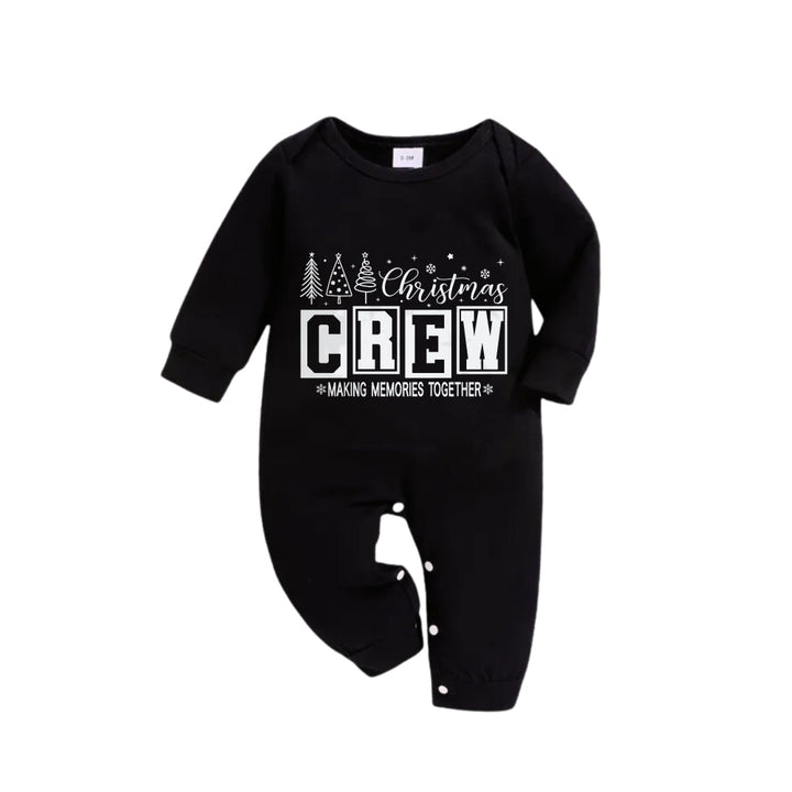 Mirla | Julfamilje-Pajamas Abstimmung - Svart Topp och Gröna Rutig Byxdress-Pajamas-Set med Christmas Crew Making Memories Together Tryck-Eva Jonsson