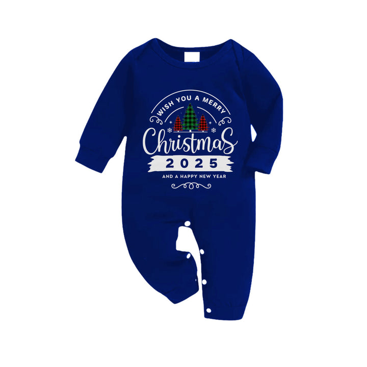 Mirla | Julfamiljepyjamas - Marinblå & Vitrutigt Pj-Set med God Jul-Tryck-Eva Jonsson