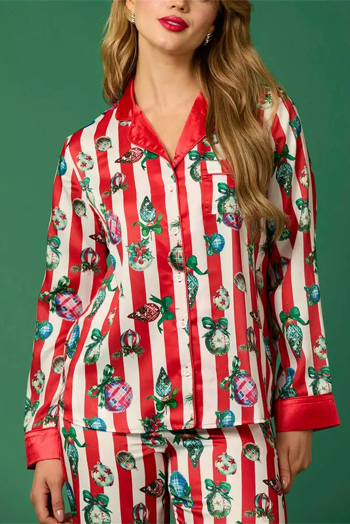 Mirla | Julfestlig Randig Pyjamas Set-Eva Jonsson