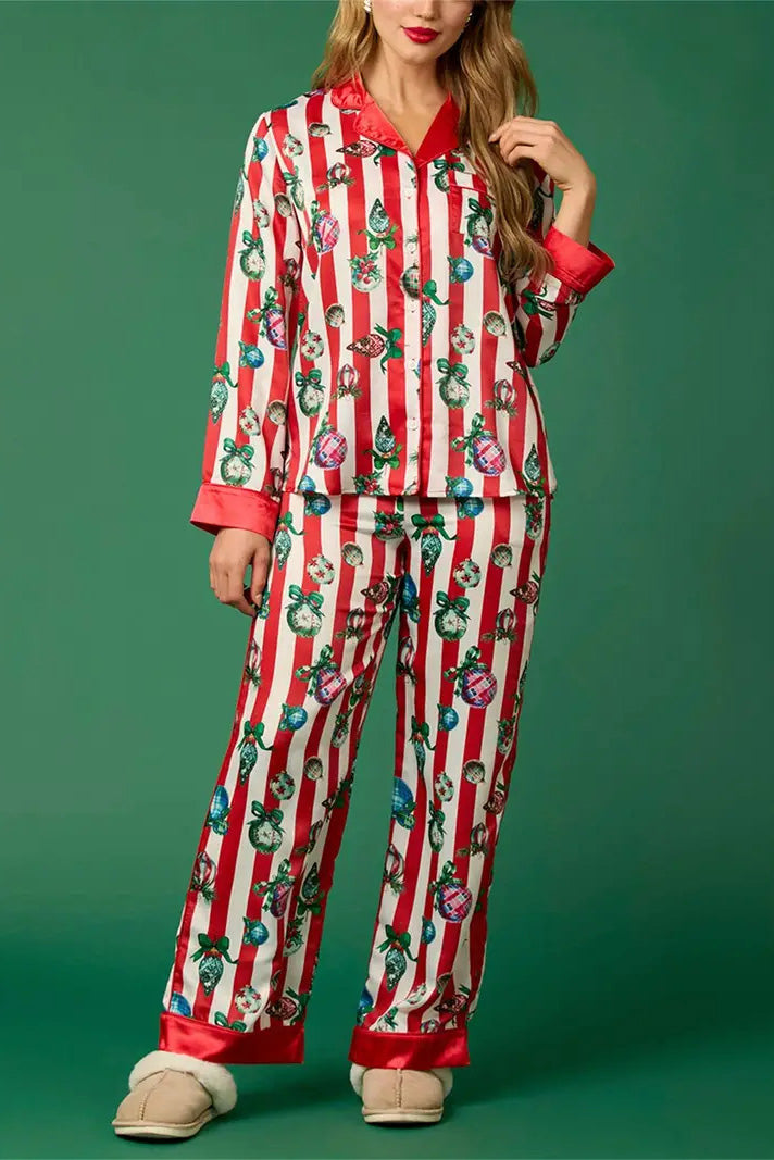 Mirla | Julfestlig Randig Pyjamas Set-Eva Jonsson