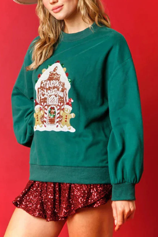 Mirla | Julgodishus Paljetter Lågmäld Lätt Pullover-Eva Jonsson