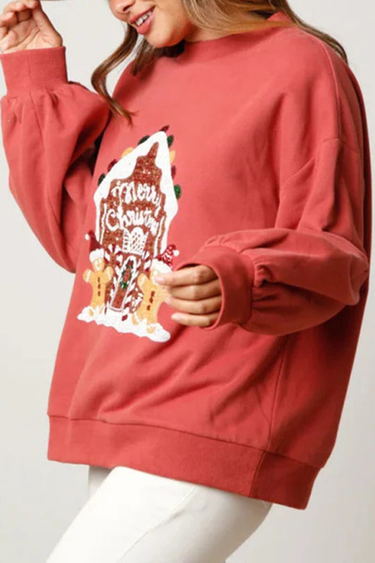 Mirla | Julgodishus Paljetter Lågmäld Lätt Pullover-Eva Jonsson