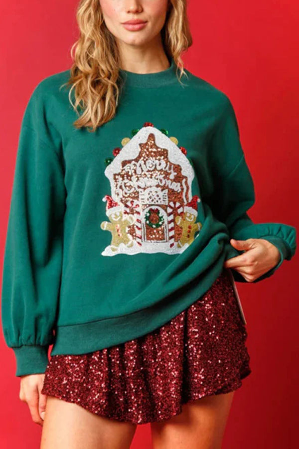 Mirla | Julgodishus Paljetter Lågmäld Lätt Pullover-Eva Jonsson