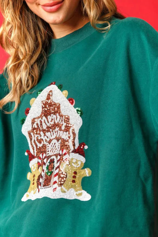 Mirla | Julgodishus Paljetter Lågmäld Lätt Pullover-Eva Jonsson