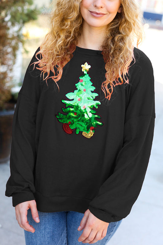 Mirla | Julgran Högtid Paljetter Fritids Löst Sweatshirt-Eva Jonsson