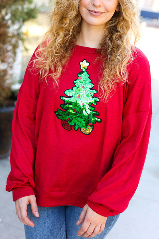 Mirla | Julgran Högtid Paljetter Fritids Löst Sweatshirt-Eva Jonsson