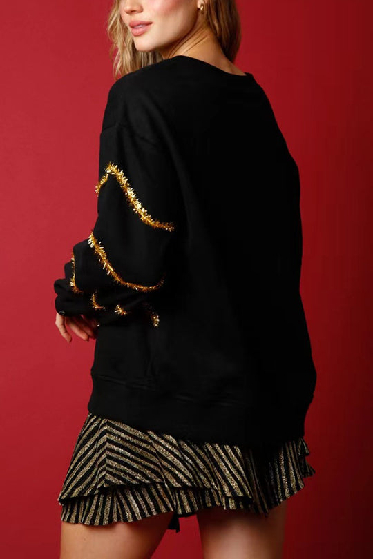 Mirla | Julgran Paljetter Långärmad Löst Sweatshirt-Eva Jonsson