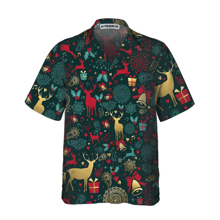 Mirla | Julguldhjortmönster Hawaii Shirt Julren Shirt Bästa Julklappsidé-Eva Jonsson