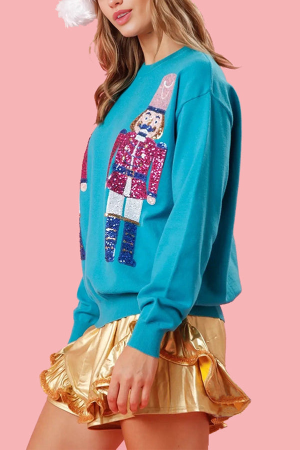 Mirla | Juli Vakts Paljetter Rundhals Lätt Lös Sweatshirt-Eva Jonsson