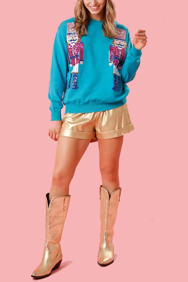 Mirla | Juli Vakts Paljetter Rundhals Lätt Lös Sweatshirt-Eva Jonsson