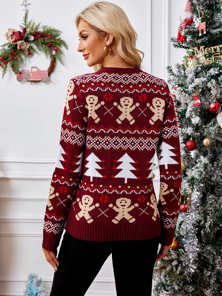 Mirla | Julig stickad cardigan dam stickad med juldesign-Eva Jonsson