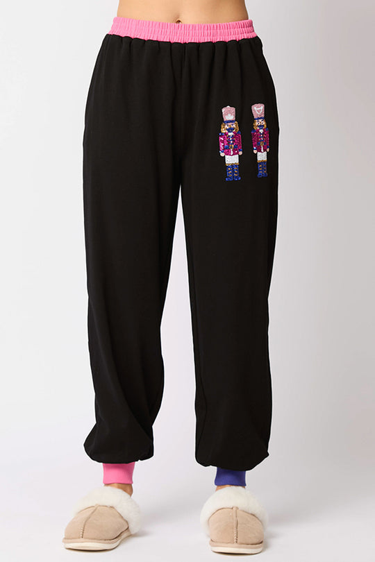 Mirla | Julman Paljetter Fritids Sweatshirt och Elastisk Midja Lös Fickbyxor Set-Eva Jonsson
