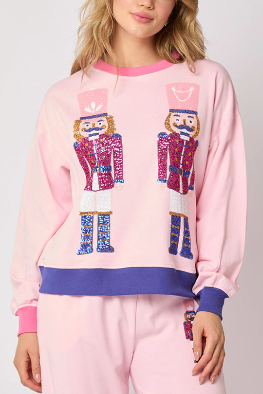 Mirla | Julman Paljetter Fritids Sweatshirt och Elastisk Midja Lös Fickbyxor Set-Eva Jonsson