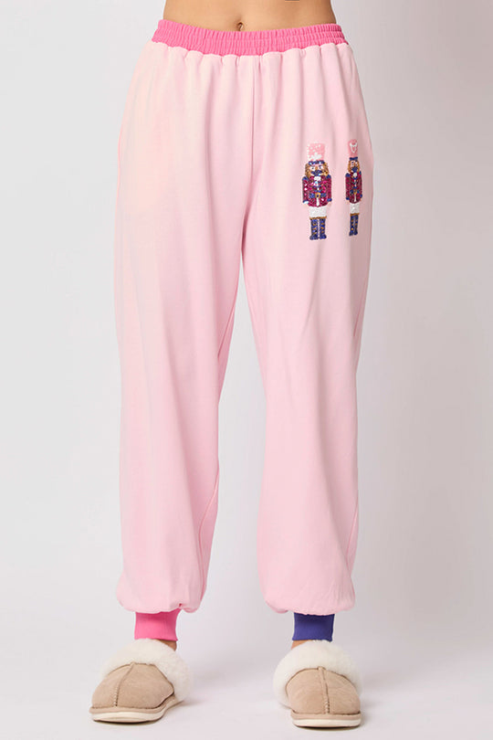 Mirla | Julman Paljetter Fritids Sweatshirt och Elastisk Midja Lös Fickbyxor Set-Eva Jonsson