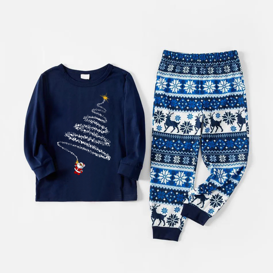 Mirla | Julnissens Tryck Blå Familj Jul Matchande Pyjamas-Eva Jonsson