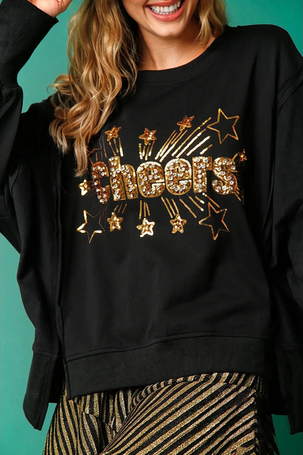 Mirla | Julpaljetter Avslappnad Rundhals Långärmad Sweatshirt-Eva Jonsson
