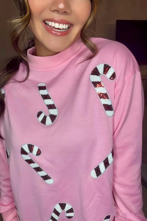 Mirla | Julpaljetter Avslappnad Rundhals Långärmad Sweatshirt-Eva Jonsson