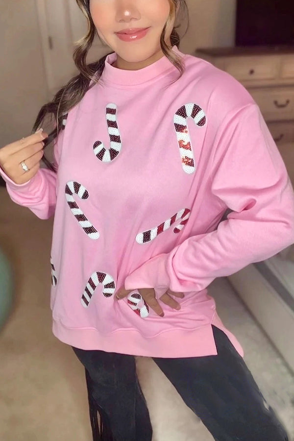 Mirla | Julpaljetter Avslappnad Rundhals Långärmad Sweatshirt-Eva Jonsson