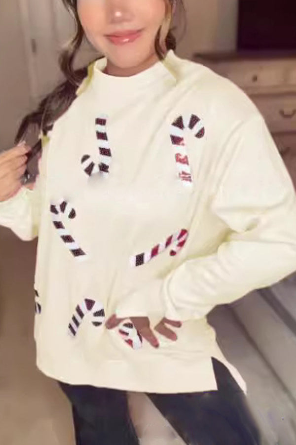 Mirla | Julpaljetter Avslappnad Rundhals Långärmad Sweatshirt-Eva Jonsson