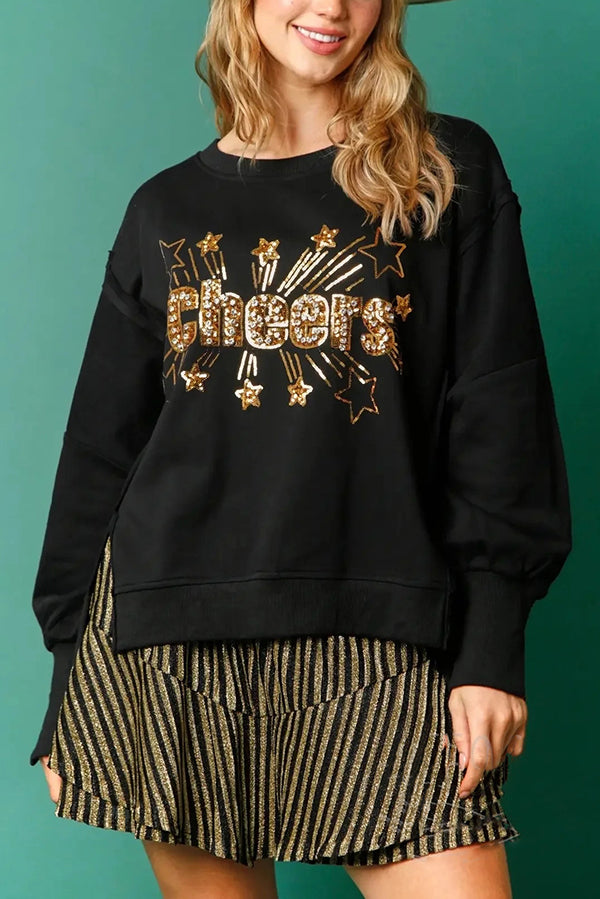 Mirla | Julpaljetter Avslappnad Rundhals Långärmad Sweatshirt-Eva Jonsson