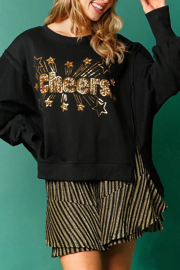 Mirla | Julpaljetter Avslappnad Rundhals Långärmad Sweatshirt-Eva Jonsson