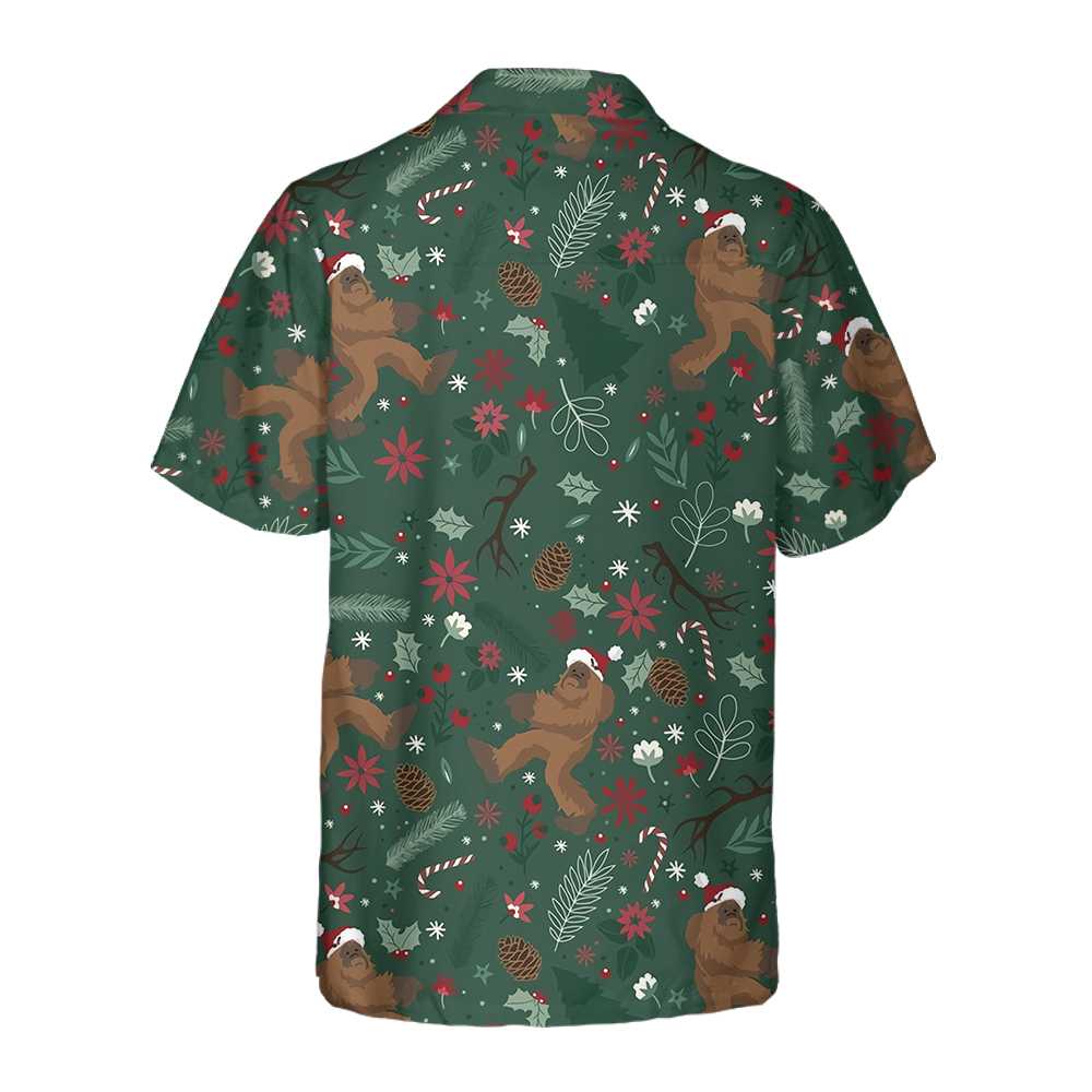 Mirla | Jultomte-Bigfoot-Mönster Hawaiian Shirt Roligt Bigfoot-Julskjorta För Män-Eva Jonsson