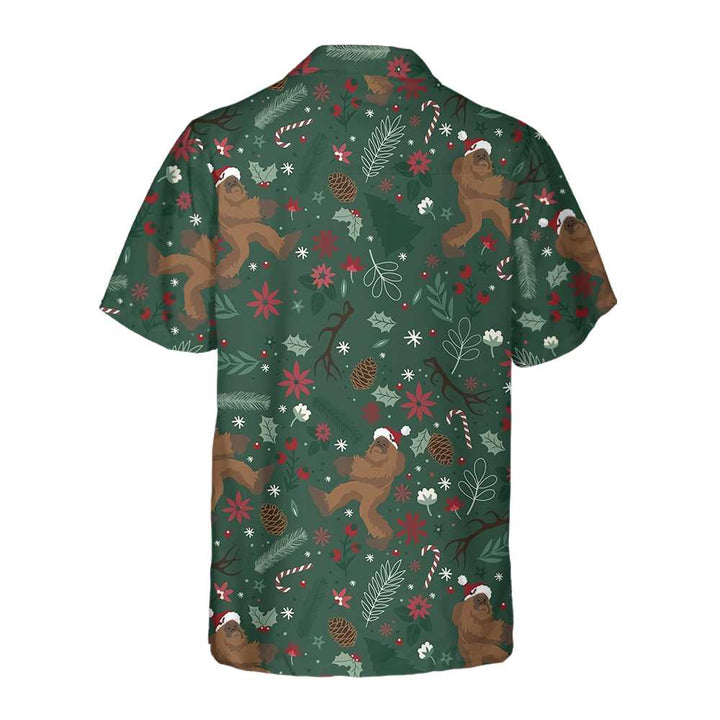 Mirla | Jultomte-Bigfoot-Mönster Hawaiian Shirt Roligt Bigfoot-Julskjorta För Män-Eva Jonsson