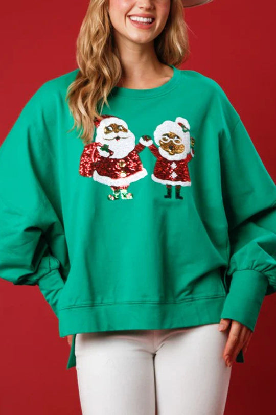 Mirla | Jultomte Paljetter Avslappnad Lång Ärmar Sweatshirt-Eva Jonsson