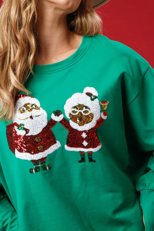 Mirla | Jultomte Paljetter Avslappnad Lång Ärmar Sweatshirt-Eva Jonsson