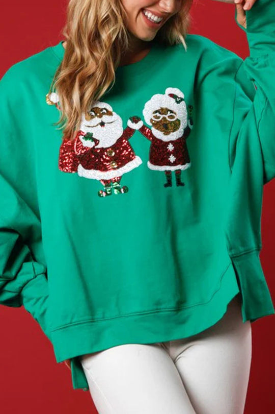 Mirla | Jultomte Paljetter Avslappnad Lång Ärmar Sweatshirt-Eva Jonsson