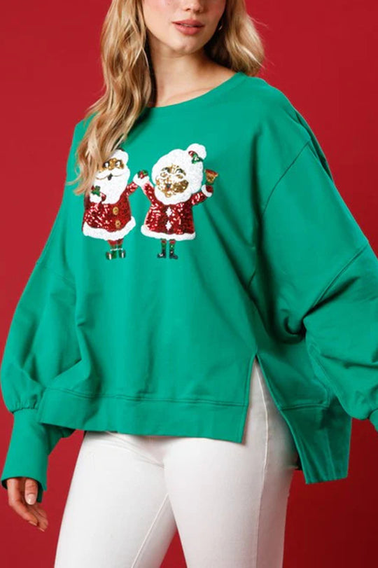 Mirla | Jultomte Paljetter Avslappnad Lång Ärmar Sweatshirt-Eva Jonsson