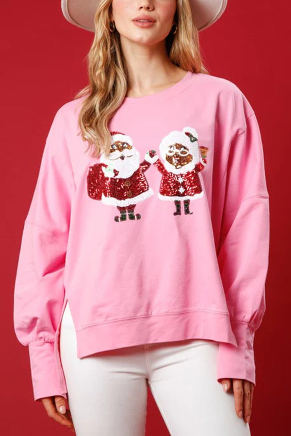 Mirla | Jultomte Paljetter Avslappnad Lång Ärmar Sweatshirt-Eva Jonsson