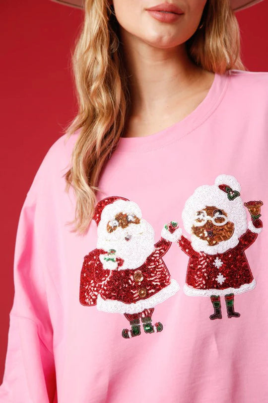 Mirla | Jultomte Paljetter Avslappnad Lång Ärmar Sweatshirt-Eva Jonsson