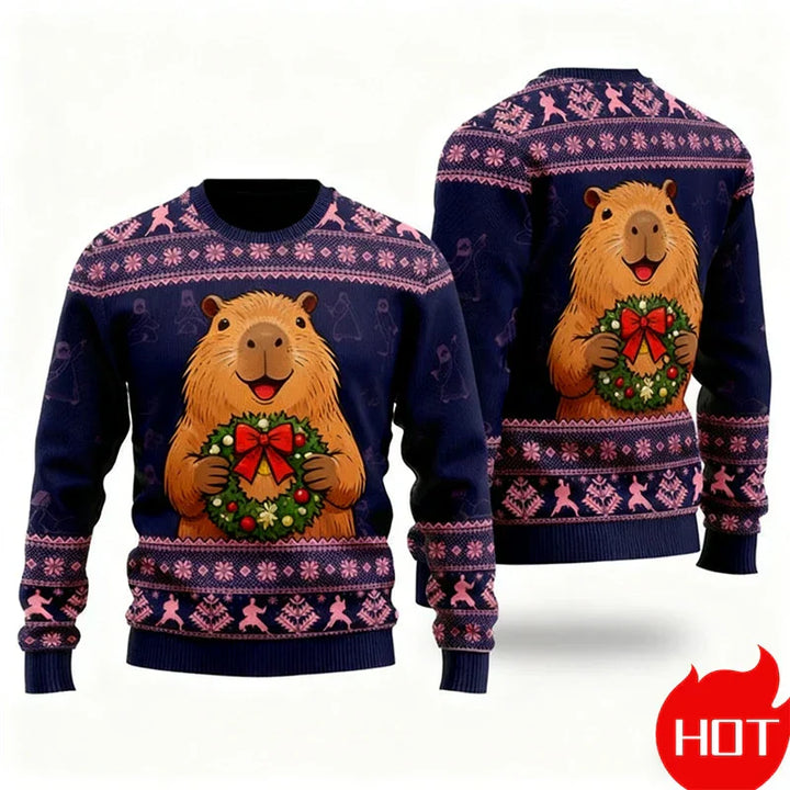 Mirla | Jultröja - 3D Capybara Design Varm Komfort & Glad Festlig Stil-Eva Jonsson