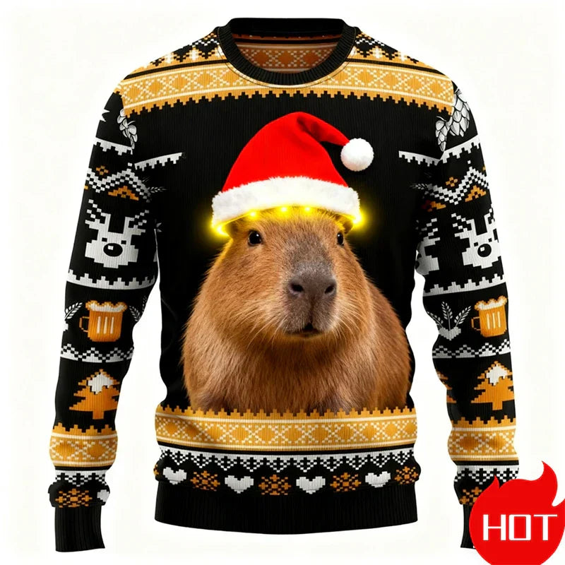 Mirla | Jultröja - 3D Capybara Design Varm Komfort & Glad Festlig Stil-Eva Jonsson