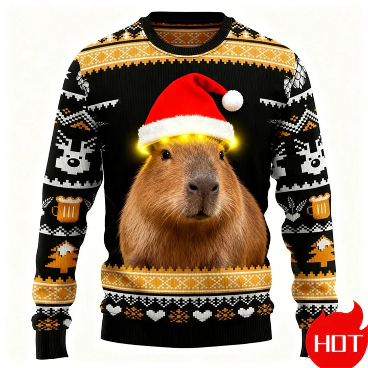 Mirla | Jultröja - 3D Capybara Design Varm Komfort & Glad Festlig Stil-Eva Jonsson