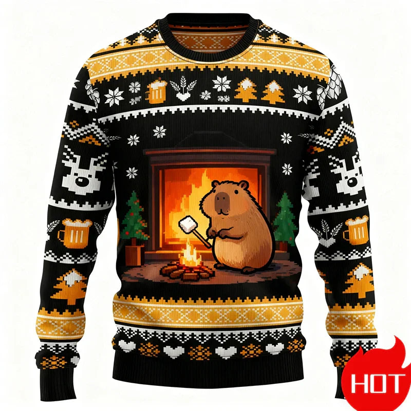 Mirla | Jultröja - 3D Capybara Design Varm Komfort & Glad Festlig Stil-Eva Jonsson