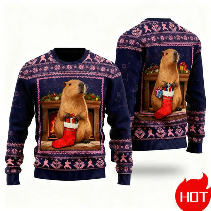 Mirla | Jultröja - 3D Capybara Design Varm Komfort & Glad Festlig Stil-Eva Jonsson