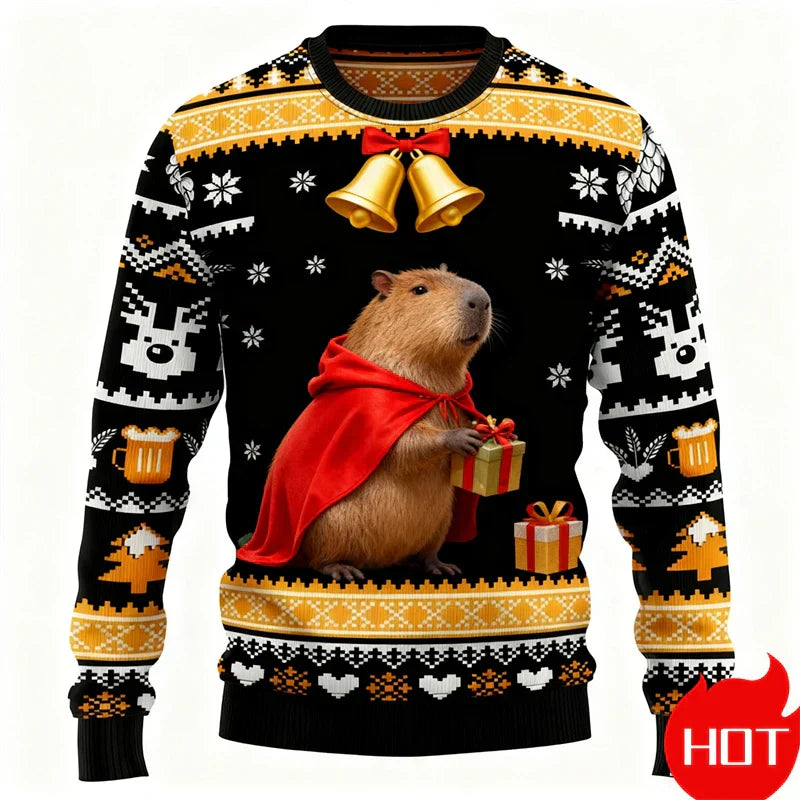 Mirla | Jultröja - 3D Capybara Design Varm Komfort & Glad Festlig Stil-Eva Jonsson