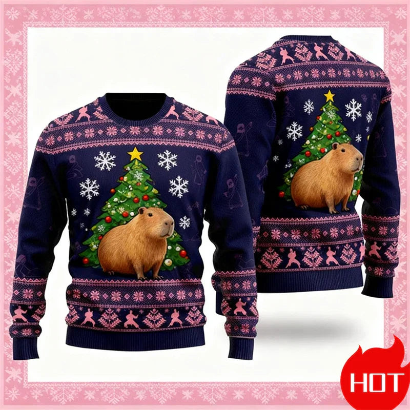 Mirla | Jultröja - 3D Capybara Design Varm Komfort & Glad Festlig Stil-Eva Jonsson