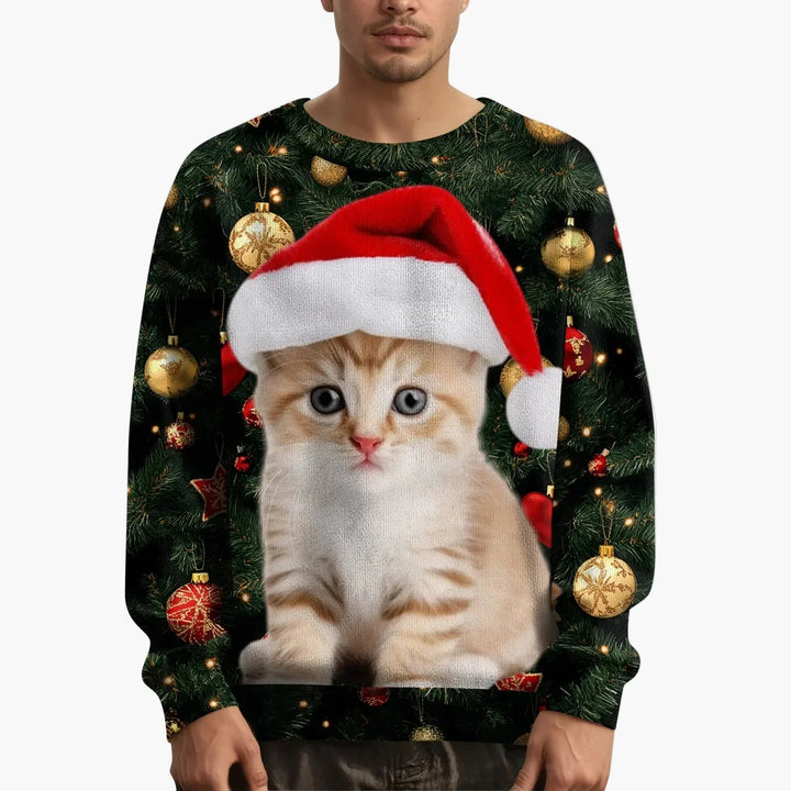 Mirla | Jultröja med Kattmotiv och Festlig Design - Rolig Jultröja för Jul och Vinter-Eva Jonsson